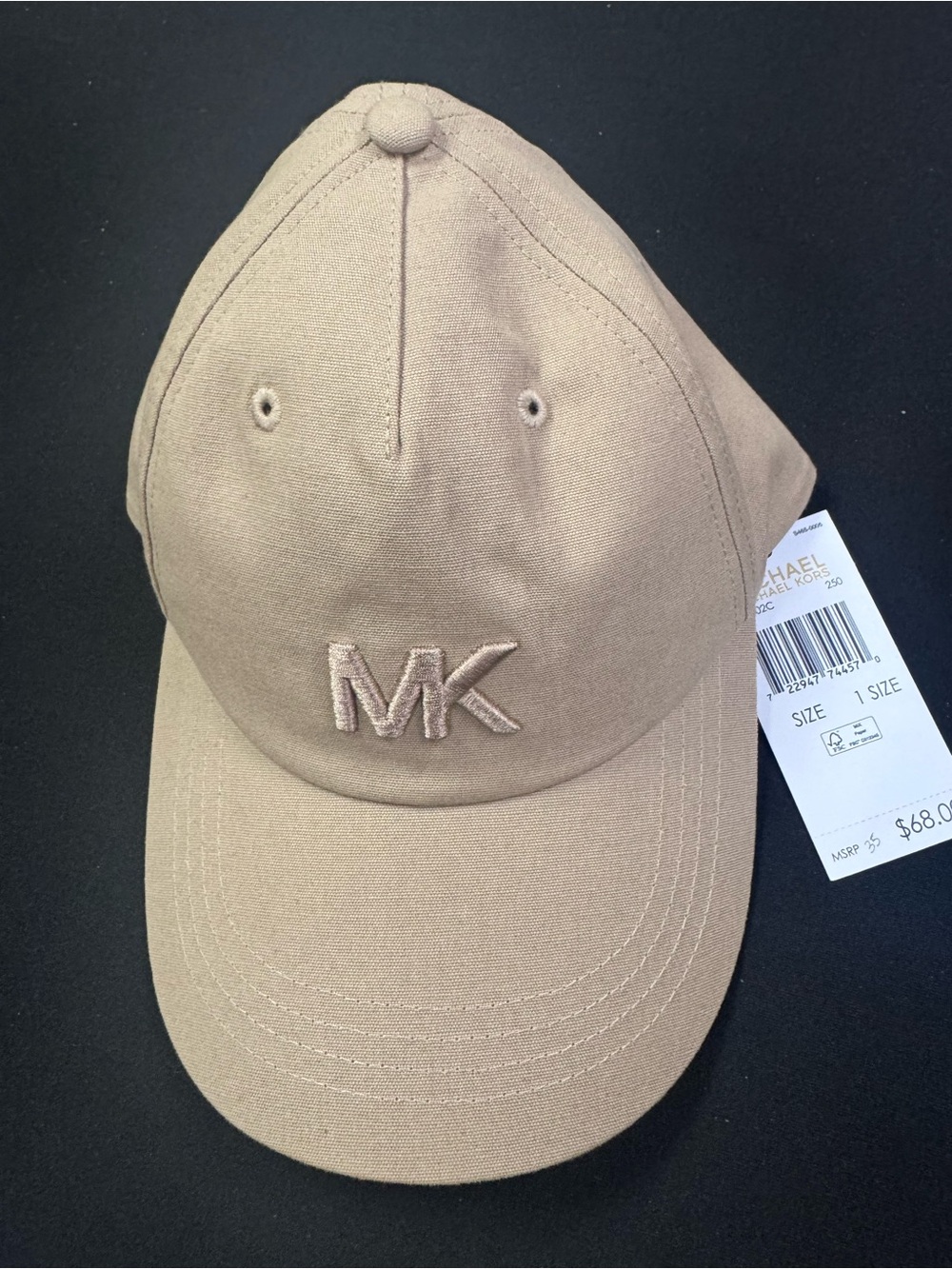 Michael Kors Tan MK Embroidered Baseball Cap